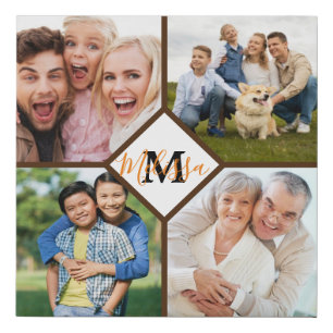 Personalized family photos faux canvas print