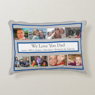 Personalized Family Photos Gifts for Dad Accent Pillow
