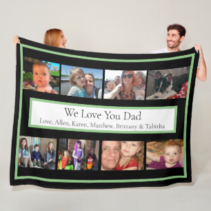 Personalized Family Photos Gifts for Dad Fleece Blanket