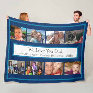 Personalized Family Photos Gifts for Dad Fleece Blanket