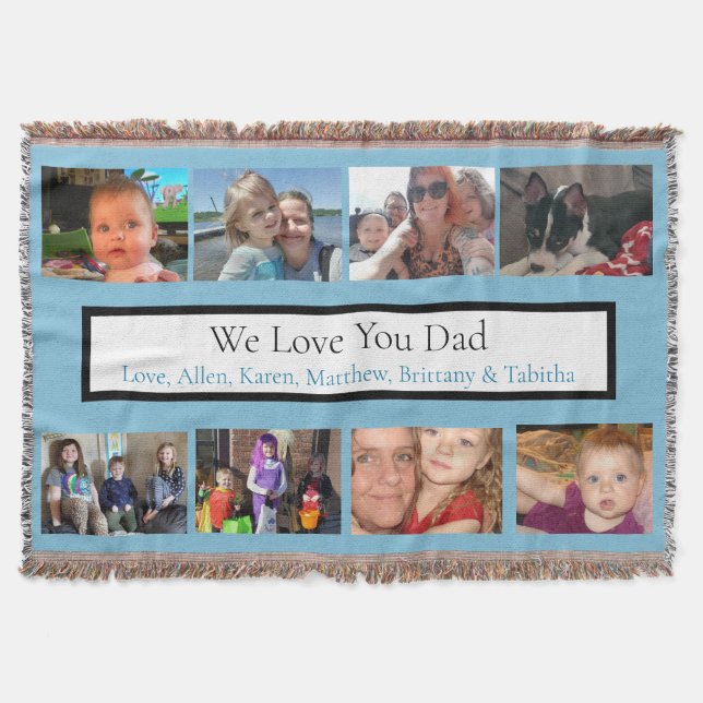 Personalized Family Photos | Gifts for Dad  Throw Blanket (Front)