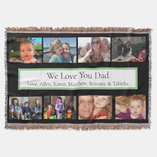 Personalized Family Photos | Gifts for Dad     Throw Blanket (Front)