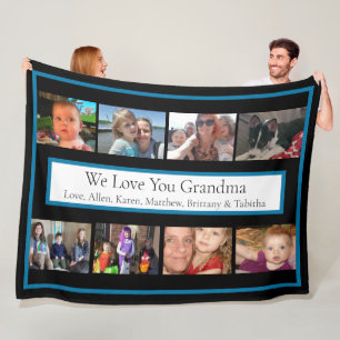 Personalized Family Photos Gifts for Grandma Fleece Blanket