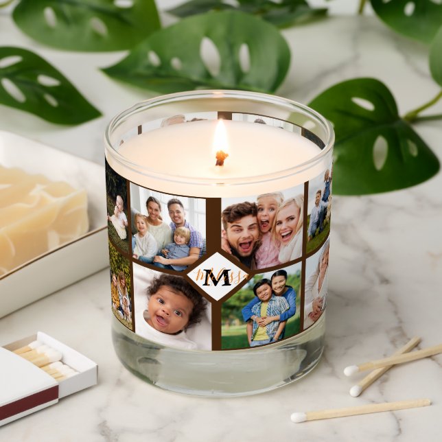 Personalized family photos  scented candle (Lit)