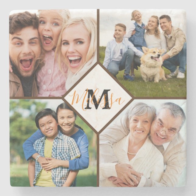 Personalized family photos  stone coaster (Front)