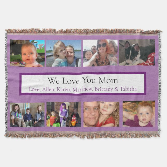 Personalized Family Photos  Throw Blanket (Front)