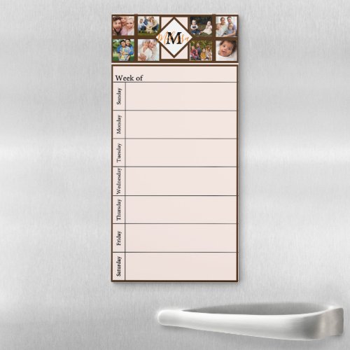 Personalized family photos  week planner magnetic notepad