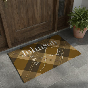 Personalized Family Plaid Doormat