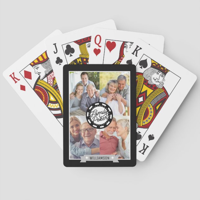 Personalized Family Poker Game Night Photo Collage Cards (Back)