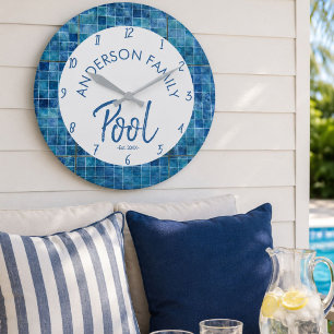 Personalized Family Pool Clock Outdoor Decor