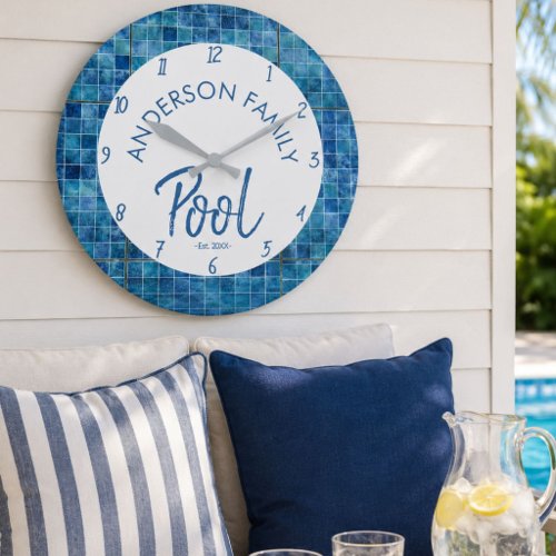 Personalized Family Pool Clock Outdoor Decor