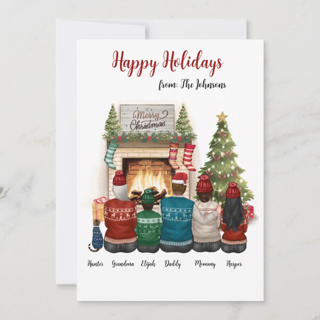 Personalized Family Portrait Christmas Card  (Front)