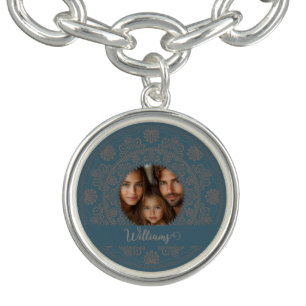 Personalized Family Portrait Gold Rococo Mandala Bracelet