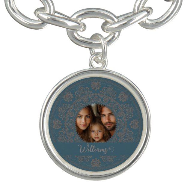 Personalized Family Portrait Gold Rococo Mandala Bracelet (Design)