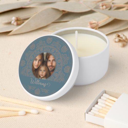 Personalized Family Portrait Gold Rococo Mandala Mini Candle Favors