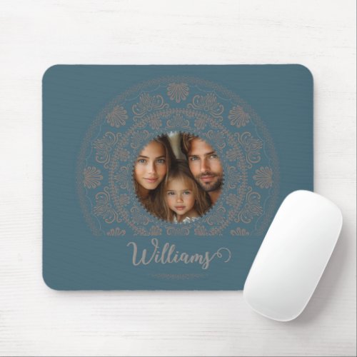 Personalized Family Portrait Gold Rococo Mandala Mouse Pad