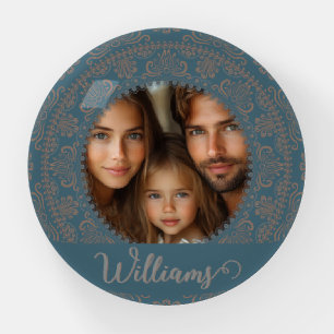 Personalized Family Portrait Gold Rococo Mandala Paperweight