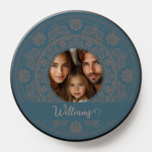 Personalized Family Portrait Gold Rococo Mandala PopSocket