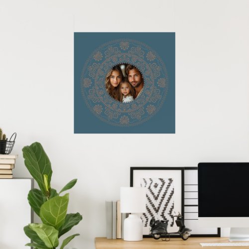Personalized Family Portrait Gold Rococo Mandala Poster