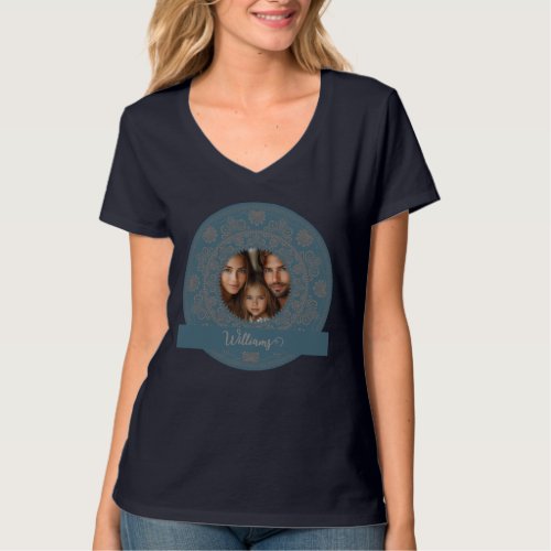 Personalized Family Portrait Gold Rococo Mandala T-Shirt