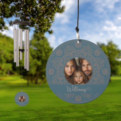 Personalized Family Portrait Gold Rococo Mandala Wind Chime