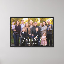 Personalized Family Portrait Large Script Wall Art