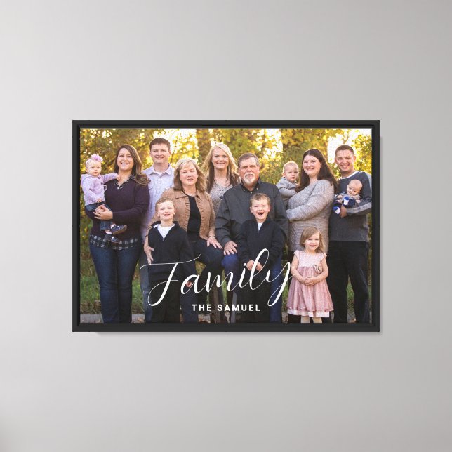 Personalized Family Portrait Large Script Wall Art (Front)