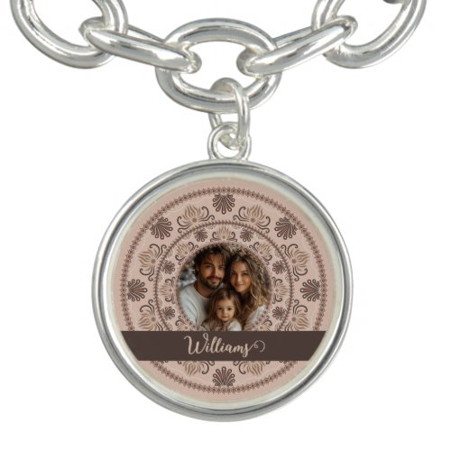 Personalized Family Portrait Warm Neutrals Mandala Bracelet