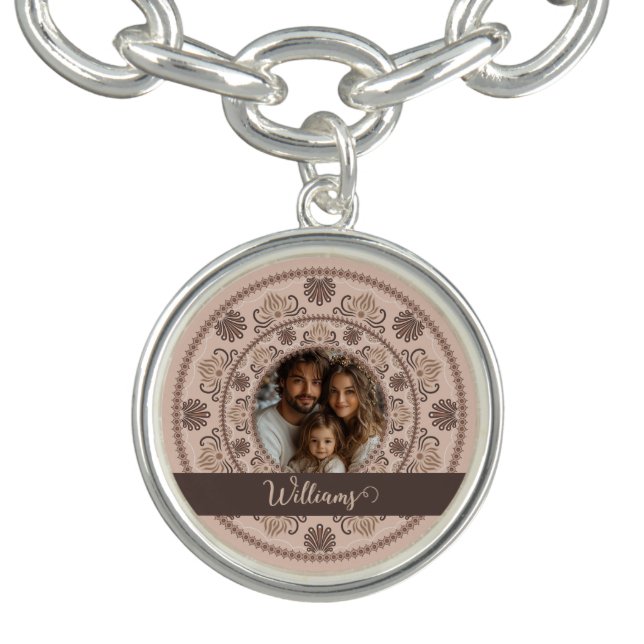 Personalized Family Portrait Warm Neutrals Mandala Bracelet (Design)