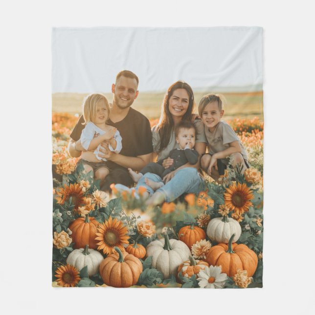 Personalized Family Pumpkin Fall Design Fleece Blanket (Front)