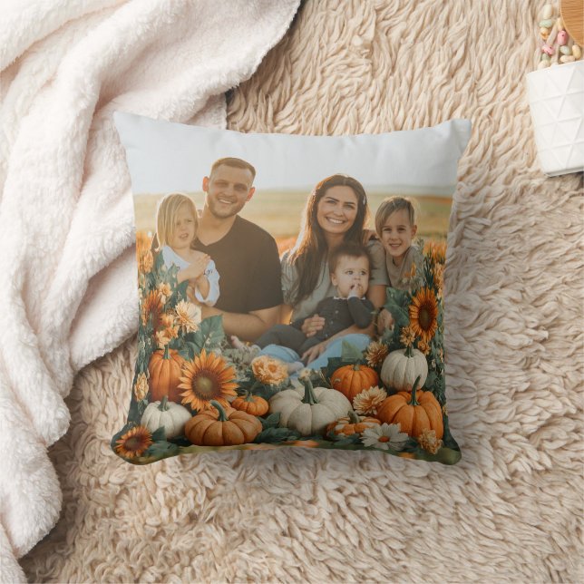 Personalized Family Pumpkin Fall Design Throw Pillow (Blanket)