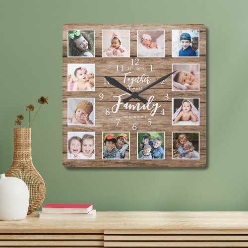 Personalized Family Quote 12 Photo Collage  Wood