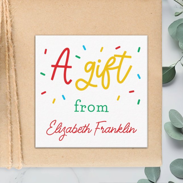 Personalized Family Rainbow Sprinkles Gift Enclosure Card (Creator Uploaded)