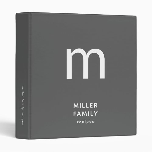 Personalized Family Recipe Binder Monogram Initial