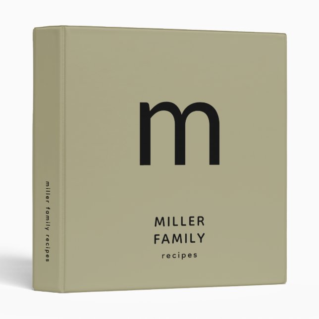 Personalized Family Recipe Binder with Monogram (Front/Spine)