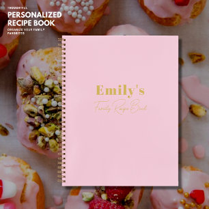 Personalized Family Recipe Book Blush Pink Modern