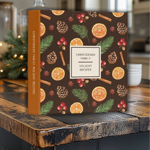 Personalized Family Recipe Botanical Christmas 3 Ring Binder