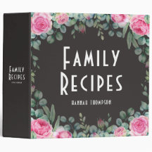 Personalized Family Recipe Chic Pink Floral