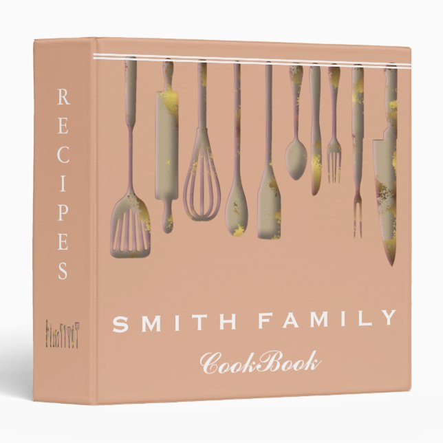 Personalized Family Recipe Cookbook 3 Ring Binder (Front/Spine)