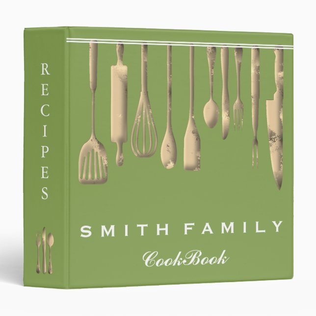 Personalized Family Recipe Cookbook 3 Ring Binder (Front/Spine)
