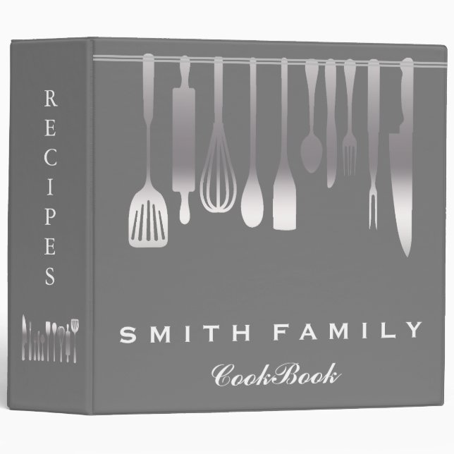 Personalized Family Recipe Cookbook 3 Ring Binder (Front/Spine)