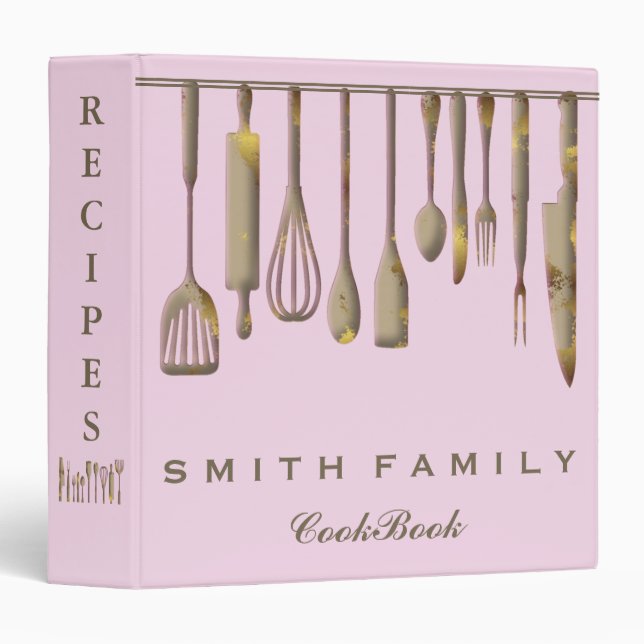 Personalized Family Recipe Cookbook 3 Ring Binder (Front/Spine)
