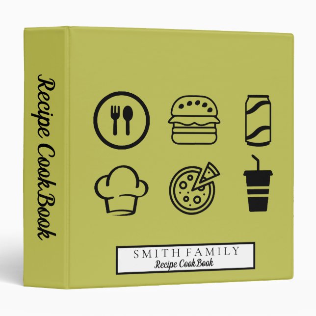 Personalized Family Recipe Cookbook 3 Ring Binder (Front/Spine)
