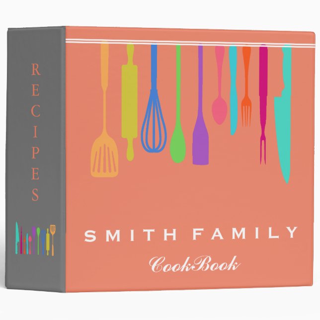 Personalized Family Recipe Cookbook 3 Ring Binder (Front/Spine)