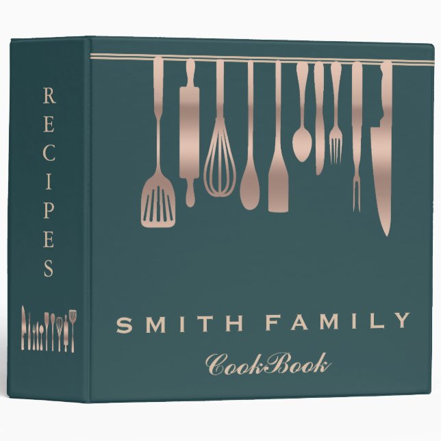 Personalized Family Recipe Cookbook 3 Ring Binder (Front/Spine)