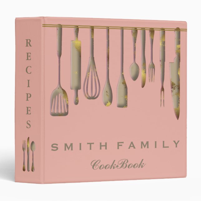 Personalized Family Recipe Cookbook 3 Ring Binder (Front/Spine)