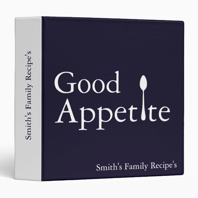 Personalized Family Recipe Cookbook 3 Ring Binder (Front/Spine)