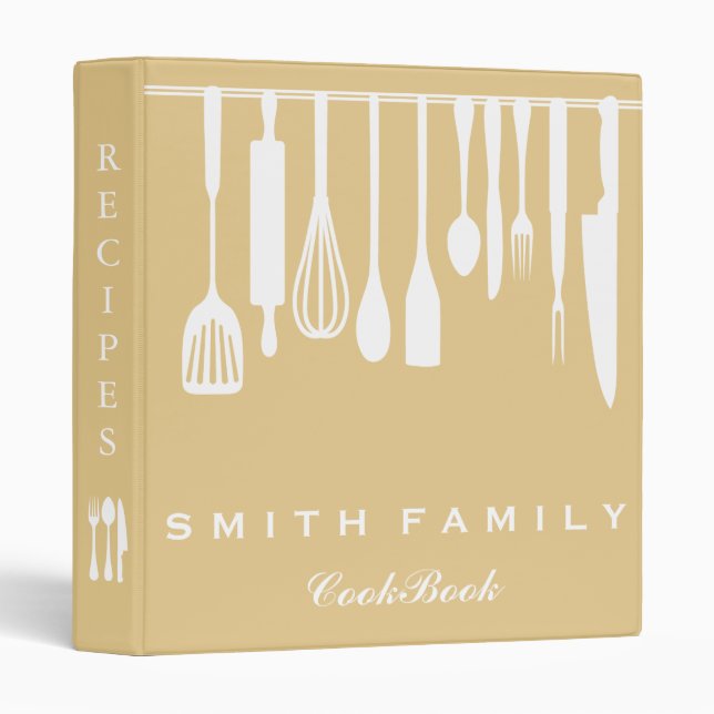 Personalized Family Recipe Cookbook 3 Ring Binder (Front/Spine)
