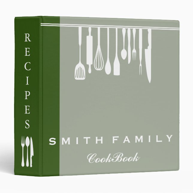 Personalized Family Recipe Cookbook 3 Ring Binder (Front/Spine)