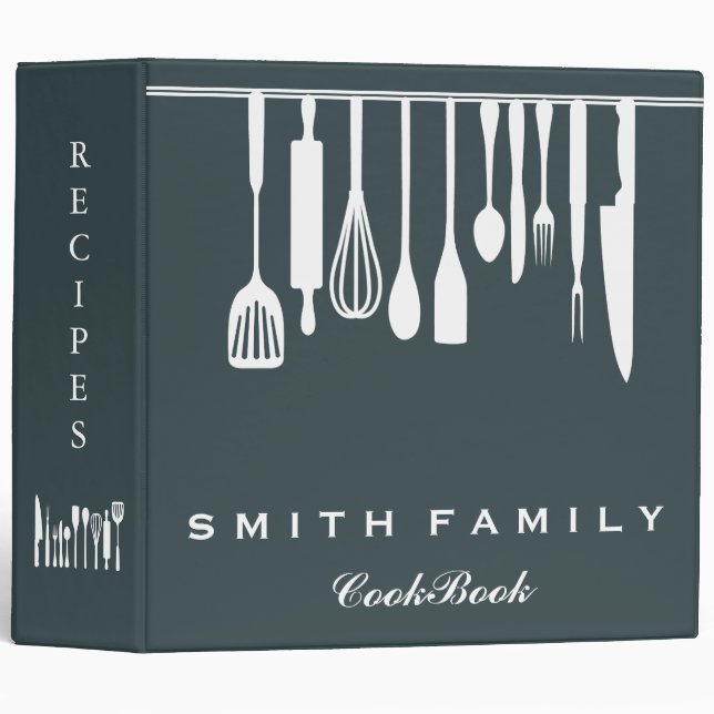 Personalized Family Recipe Cookbook 3 Ring Binder (Front/Spine)